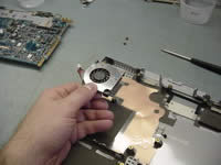 Toshiba Portege A100. Replace CPU fan.