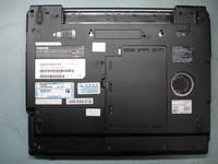 Toshiba Satellite A85. Remove hard drive and memory covers.