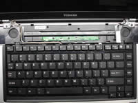 Toshiba Satellite A85. Remove keyboard.