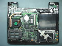 Toshiba Satellite A85. Remove and replace laptop memory.